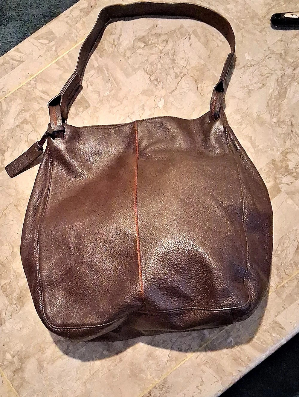 Sabrina Scala Leather Shoulder Bag in Brown